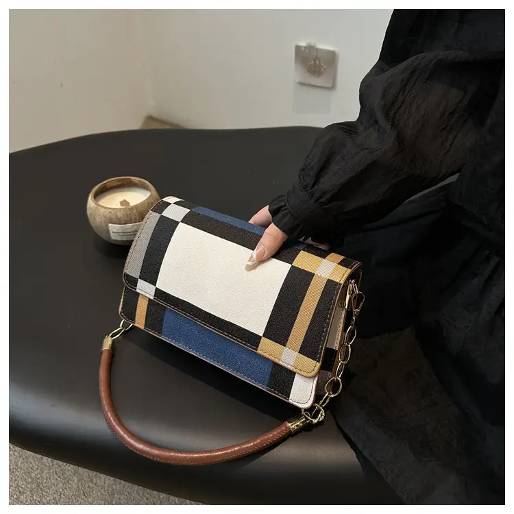 Women's Korean Style Crossbody Bag Brown Black Checkered — feature 30