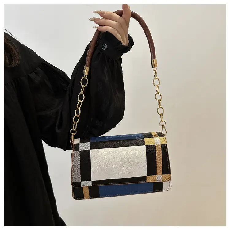 Women's Korean Style Crossbody Bag Brown Black Checkered — feature 32
