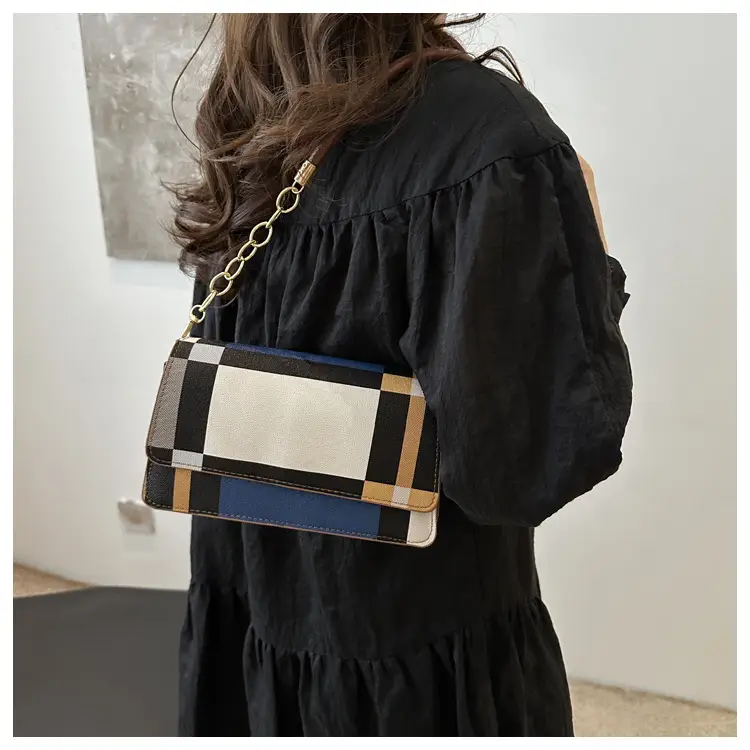 Women's Korean Style Crossbody Bag Brown Black Checkered — feature 37
