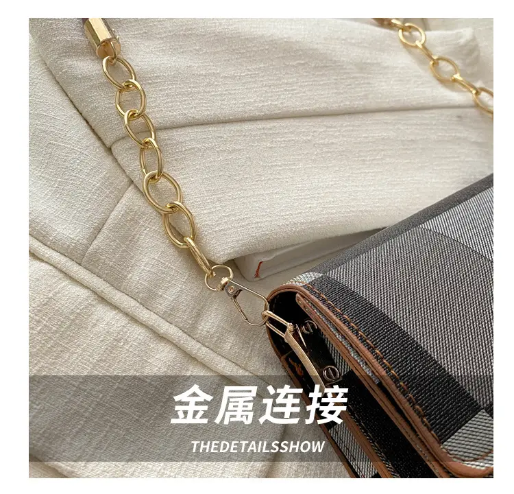 Women's Korean Style Crossbody Bag Brown Black Checkered — feature 5