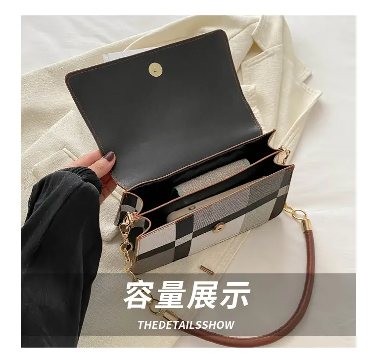Women's Korean Style Crossbody Bag Brown Black Checkered — feature 6