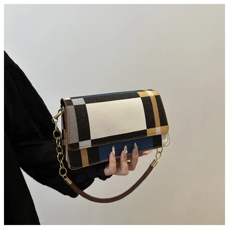 Women's Korean Style Crossbody Bag Brown Black Checkered — feature 9