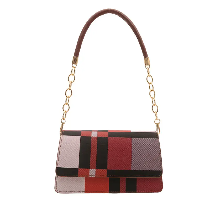 Women's Korean Style Crossbody Bag Brown Black Checkered - Image 3