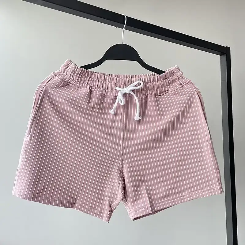 Men Striped Shorts Green White Mid Waist Sports Casual — feature 7