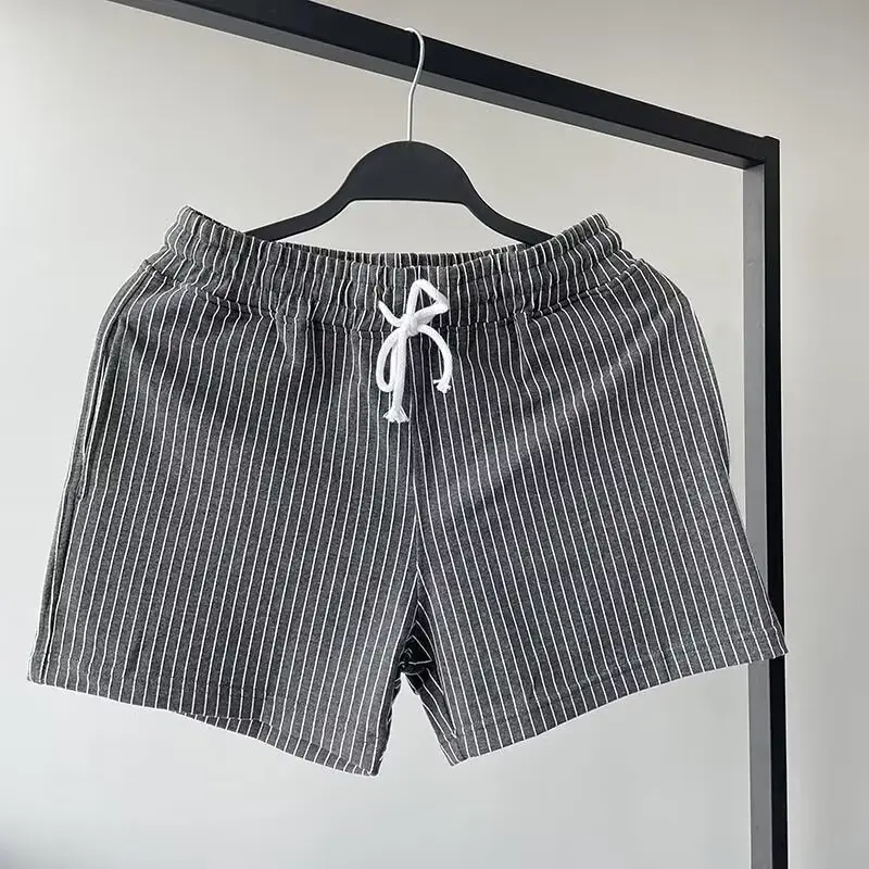 Men Striped Shorts Green White Mid Waist Sports Casual — feature 8