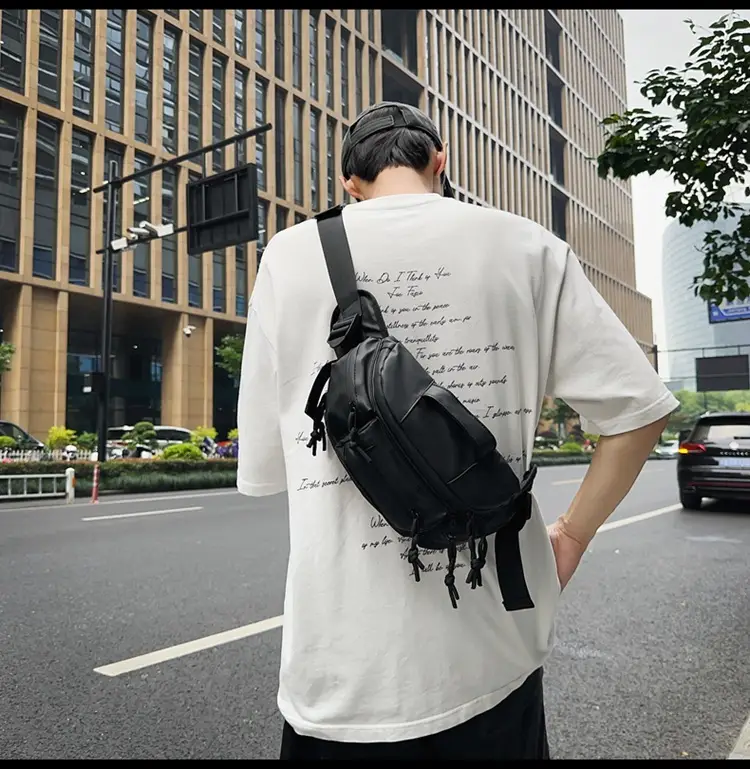 Men's Black Crossbody Sports Bag Satchel Design — feature 16