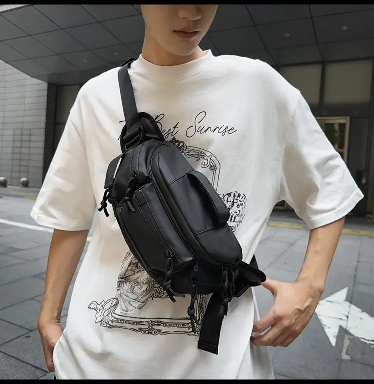 Men's Black Crossbody Sports Bag Satchel Design — feature 19