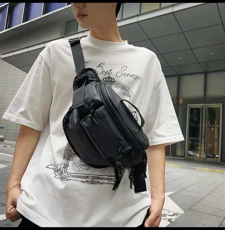 Men's Black Crossbody Sports Bag Satchel Design — feature 21