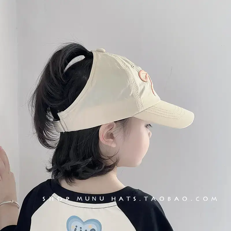 Children's Beige Baseball Cap with Orange Logo - Image 7