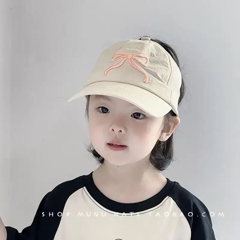 Children's Beige Baseball Cap with Orange Logo - Image 8