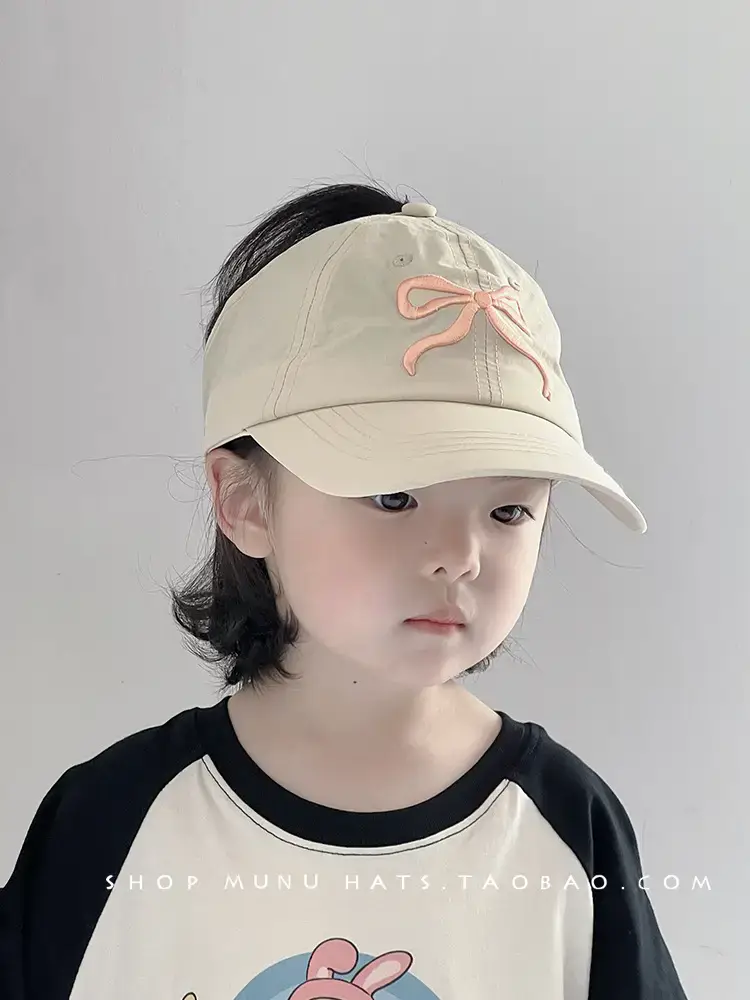 Children's Beige Baseball Cap with Orange Logo — feature 11
