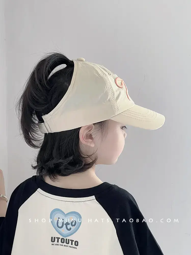 Children's Beige Baseball Cap with Orange Logo — feature 3