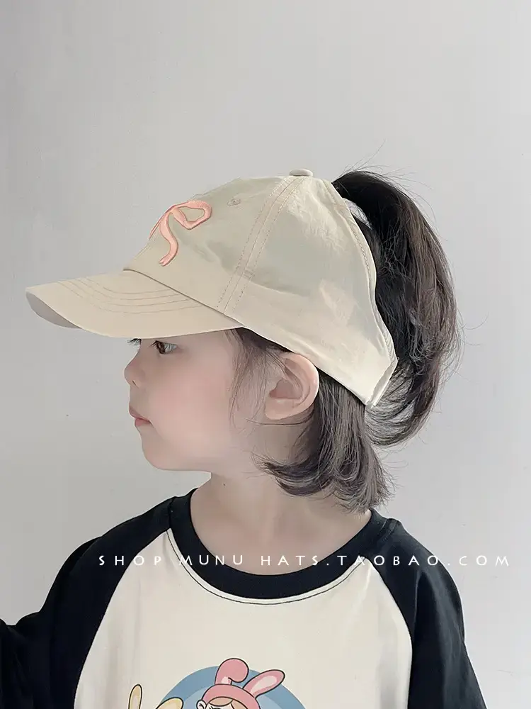 Children's Beige Baseball Cap with Orange Logo — feature 5