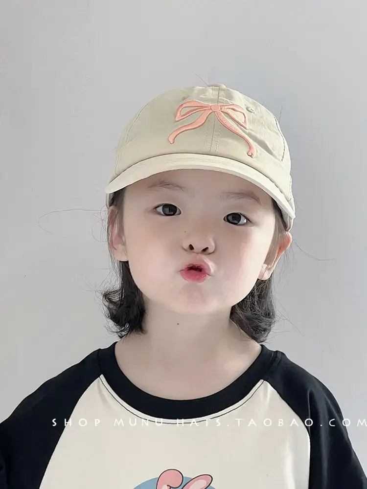 Children's Beige Baseball Cap with Orange Logo — feature 9