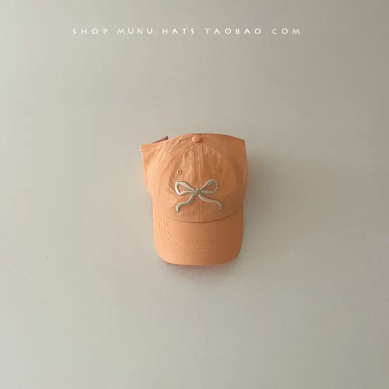 Children's Beige Baseball Cap with Orange Logo - Image 6