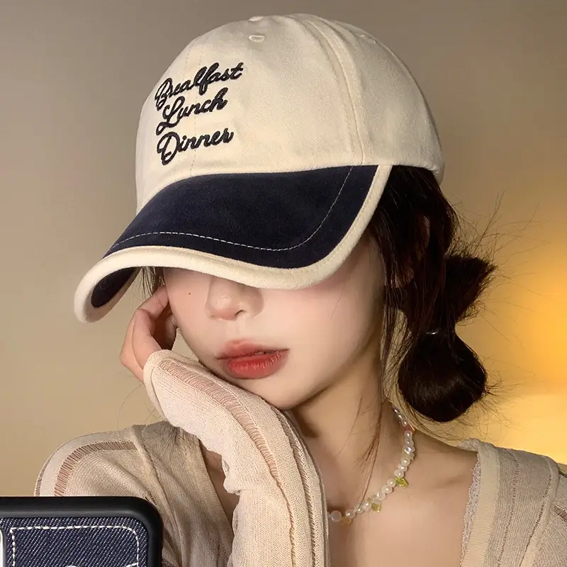 Women Korean Embroidered Baseball Cap with Deep Brim - Image 3