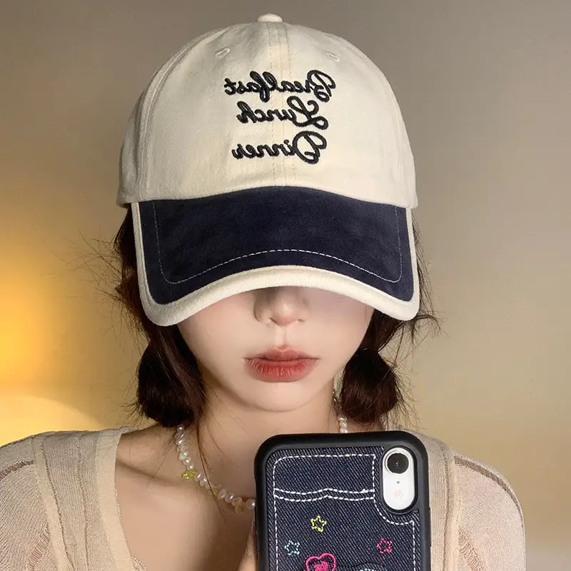 Women Korean Embroidered Baseball Cap with Deep Brim - Image 4