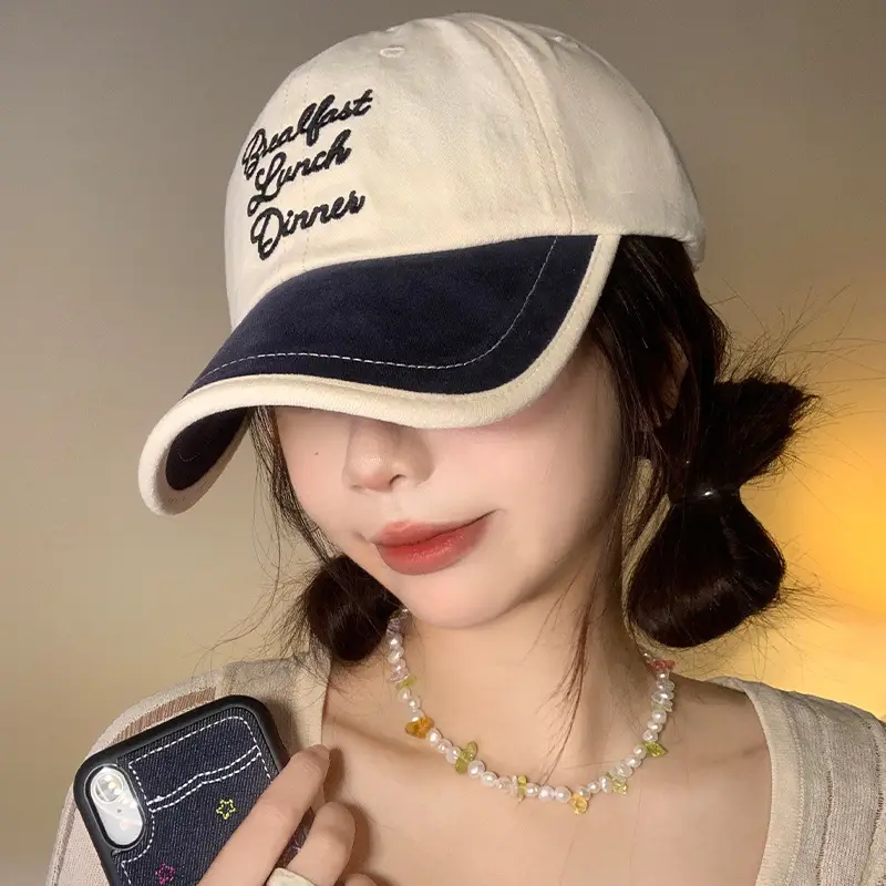 Women Korean Embroidered Baseball Cap with Deep Brim - Image 5