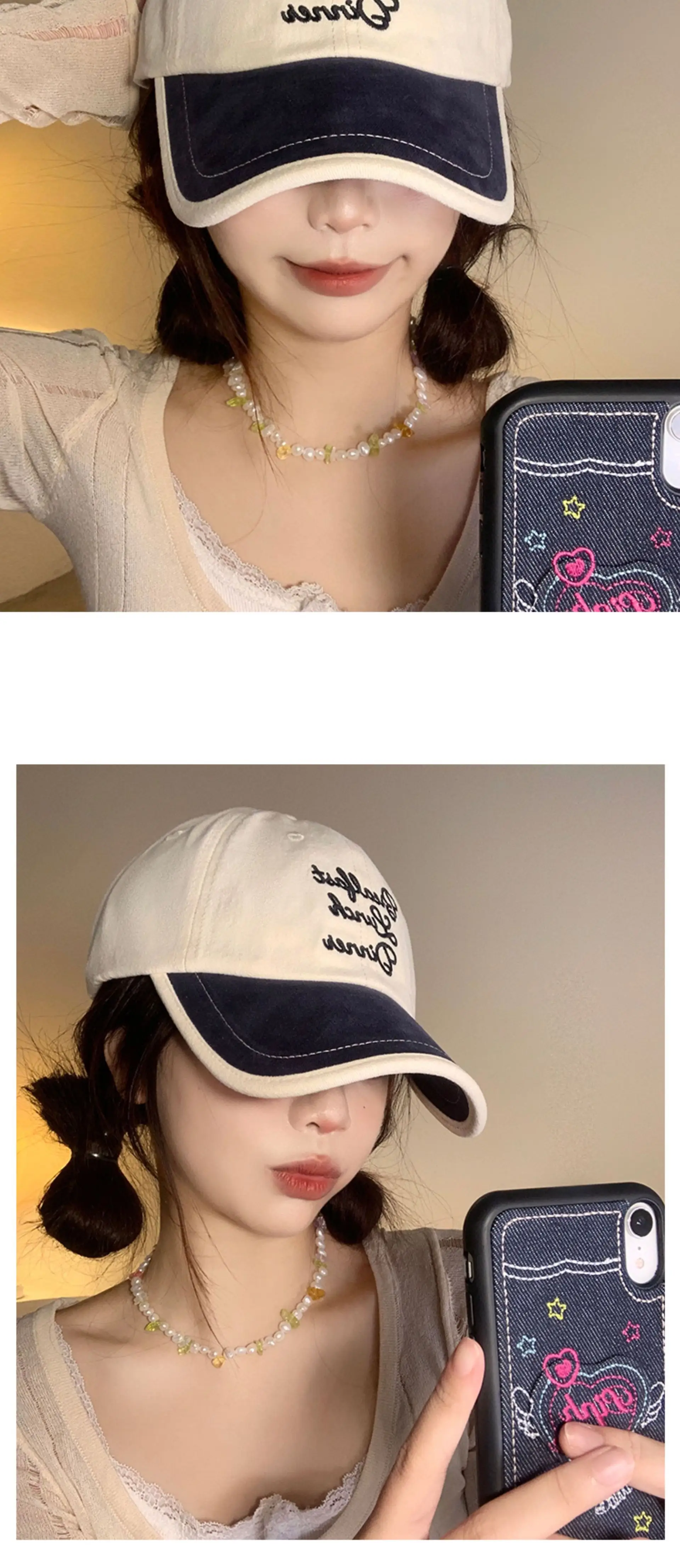 Women Korean Embroidered Baseball Cap with Deep Brim — feature 9