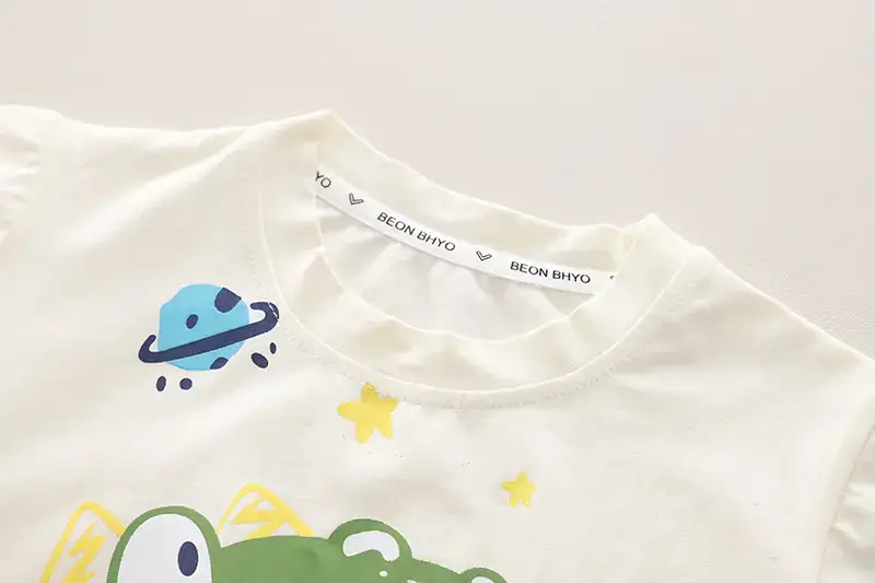 Korean Style Boys Cartoon T-Shirt Shorts Set Orange Blue 2024 — feature 5