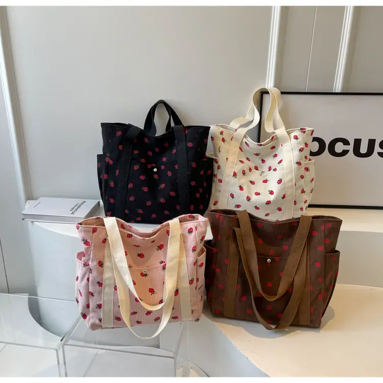 Women Printed Flannel Large Bag Pink Heart Design - Image 5