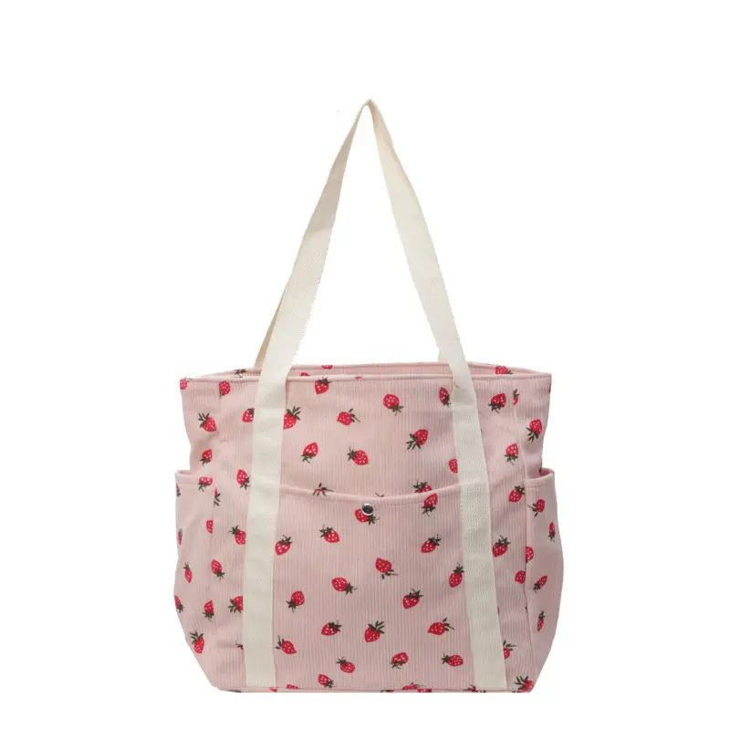 Women Printed Flannel Large Bag Pink Heart Design - Image 8