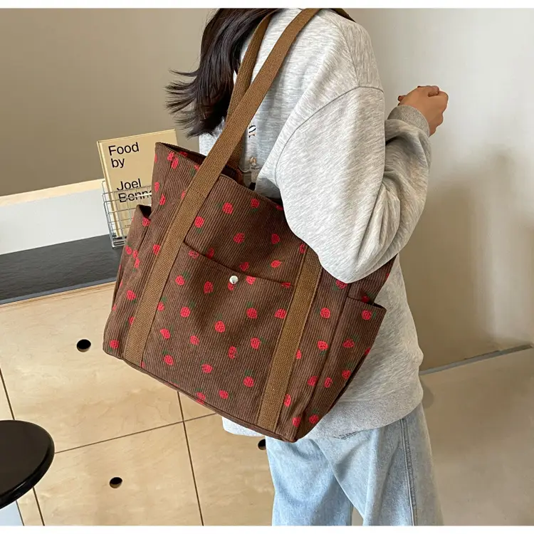 Women Printed Flannel Large Bag Pink Heart Design — feature 13