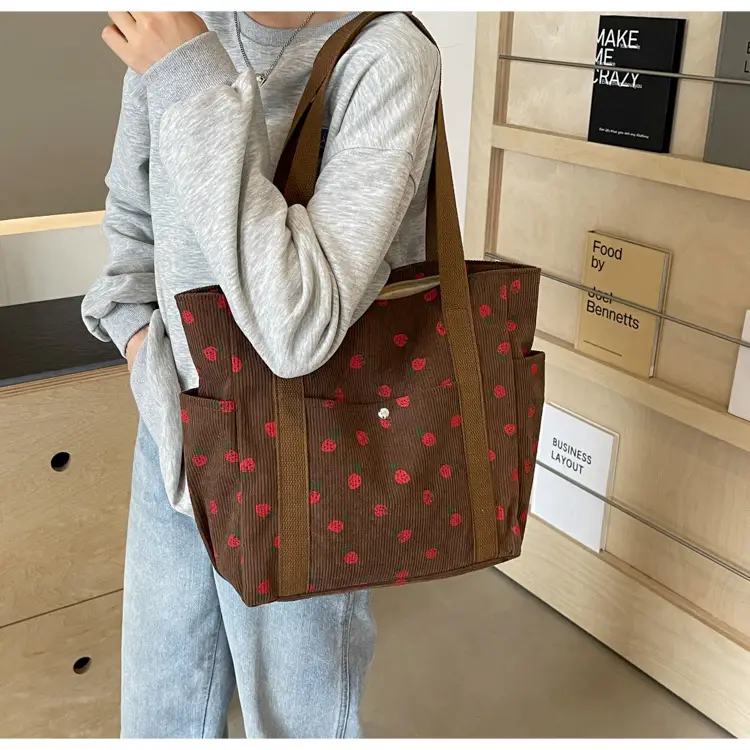 Women Printed Flannel Large Bag Pink Heart Design — feature 14