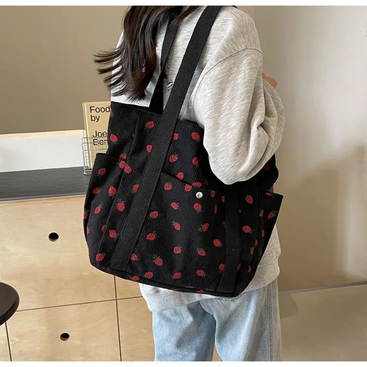 Women Printed Flannel Large Bag Pink Heart Design — feature 15