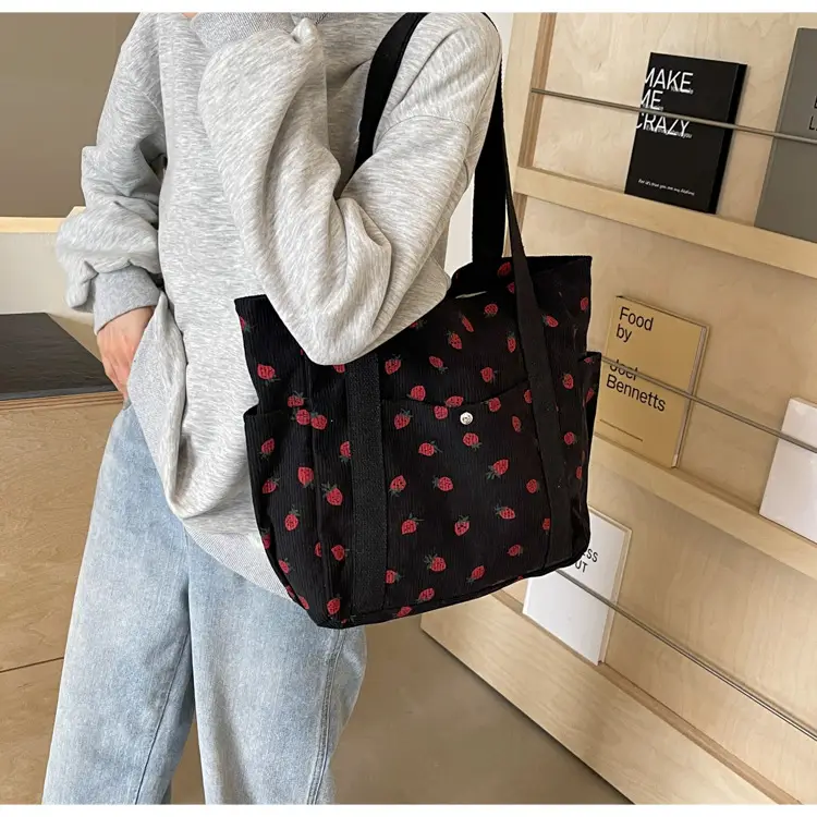 Women Printed Flannel Large Bag Pink Heart Design — feature 16