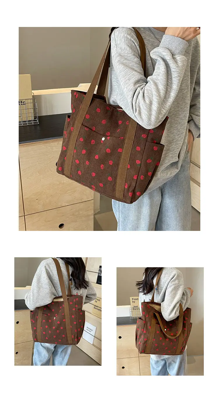 Women Printed Flannel Large Bag Pink Heart Design — feature 24
