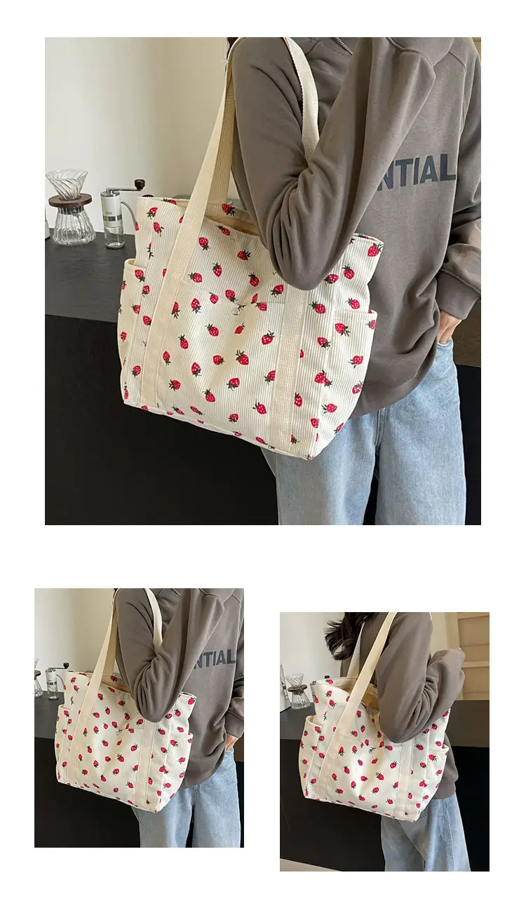 Women Printed Flannel Large Bag Pink Heart Design — feature 25
