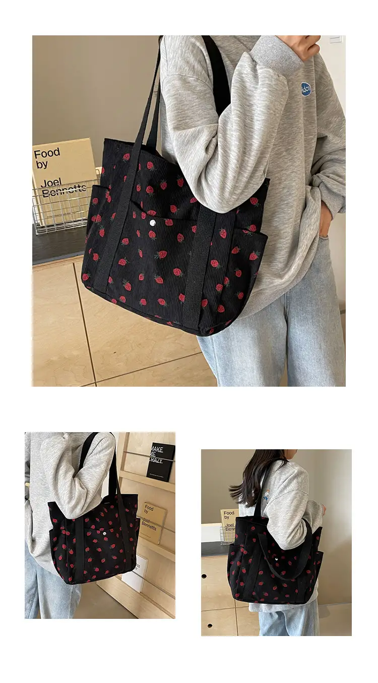 Women Printed Flannel Large Bag Pink Heart Design — feature 27