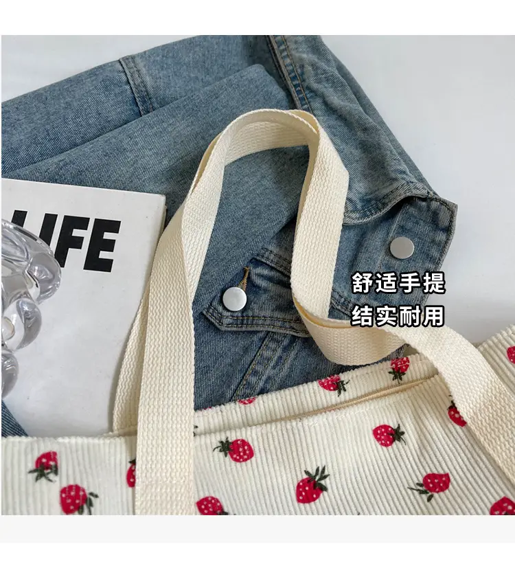 Women Printed Flannel Large Bag Pink Heart Design — feature 6