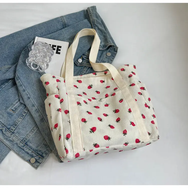 Women Printed Flannel Large Bag Pink Heart Design - Image 2