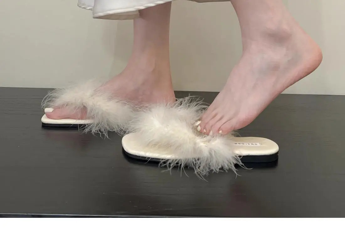 Women's Faux Fur Slippers Low Heel Sandals — feature 15