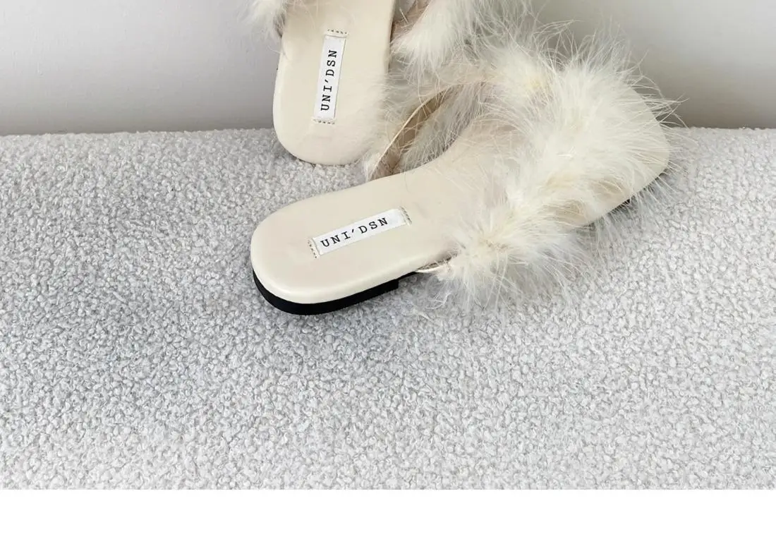 Women's Faux Fur Slippers Low Heel Sandals — feature 24