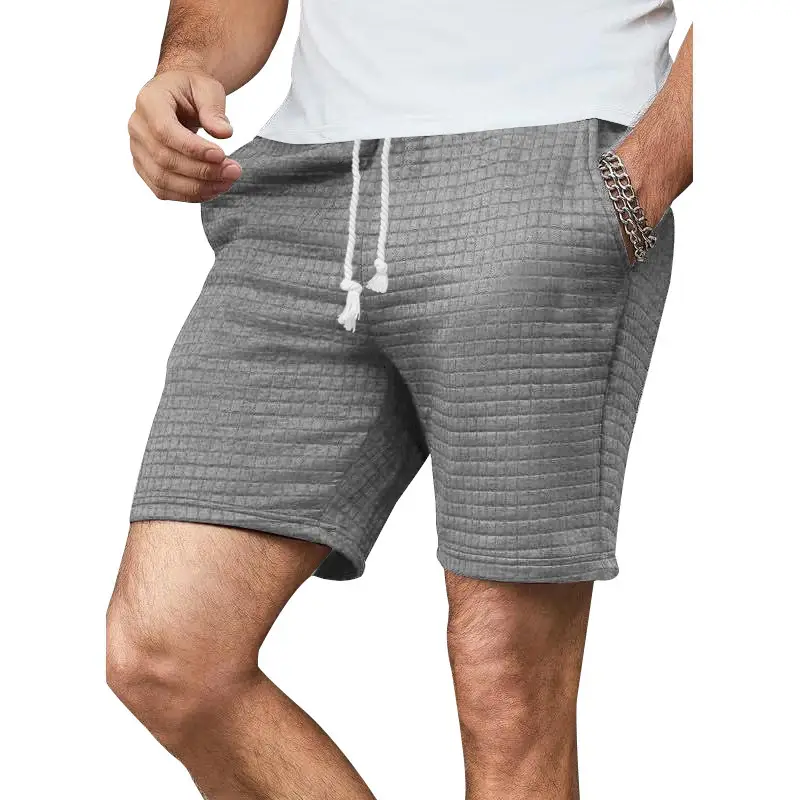Men's 2025 Cross-Border White Waffle Shorts — feature 40