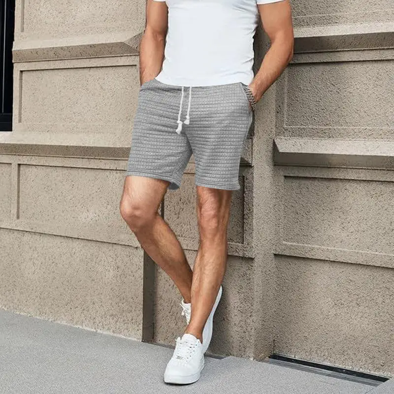 Men's 2025 Cross-Border White Waffle Shorts — feature 41