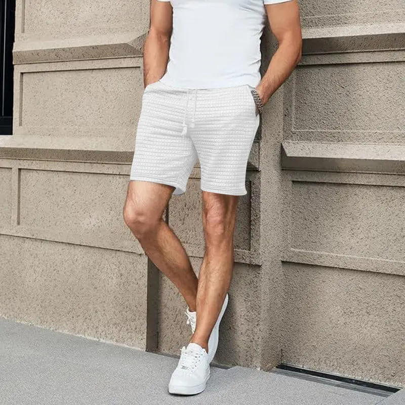 Men's 2025 Cross-Border White Waffle Shorts — feature 5