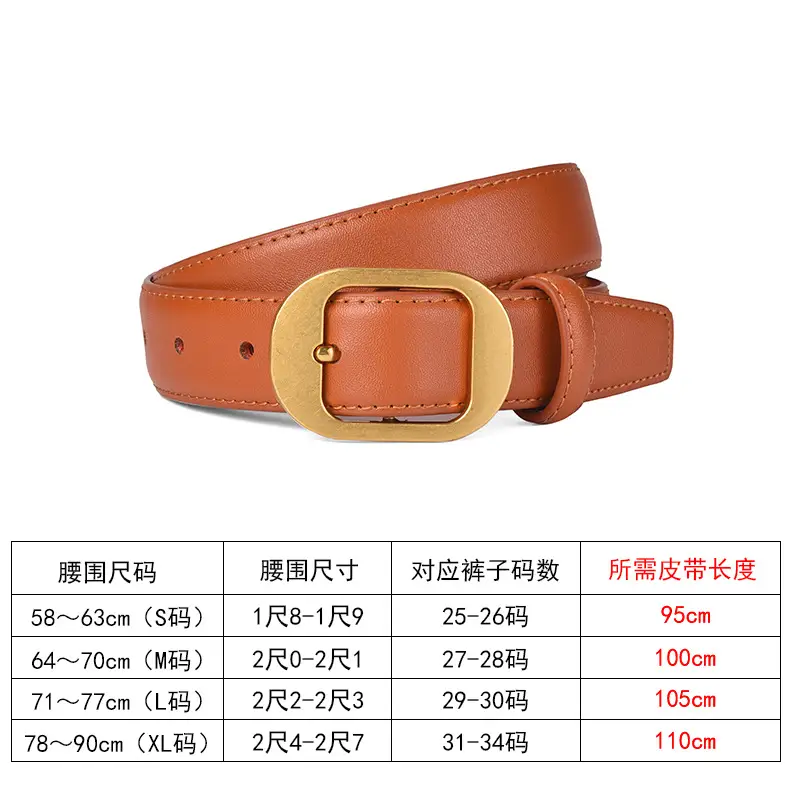 Women's Real Cowhide Belt Black Brown Gold Buckle - Image 4