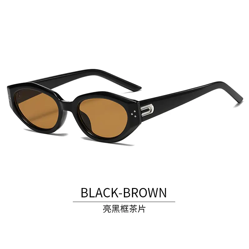 Men's Cat Eye Sunglasses Milk Tea Black Anti UV - Image 2