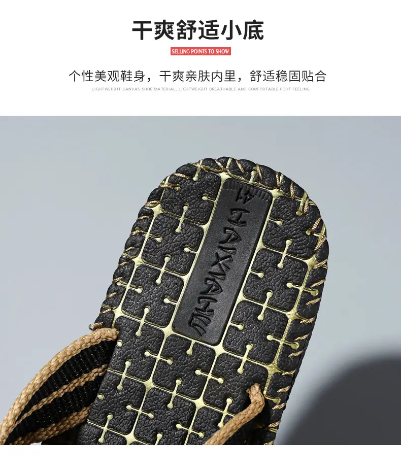 2024 Men Black Woven Beach Flip Flops — feature 6