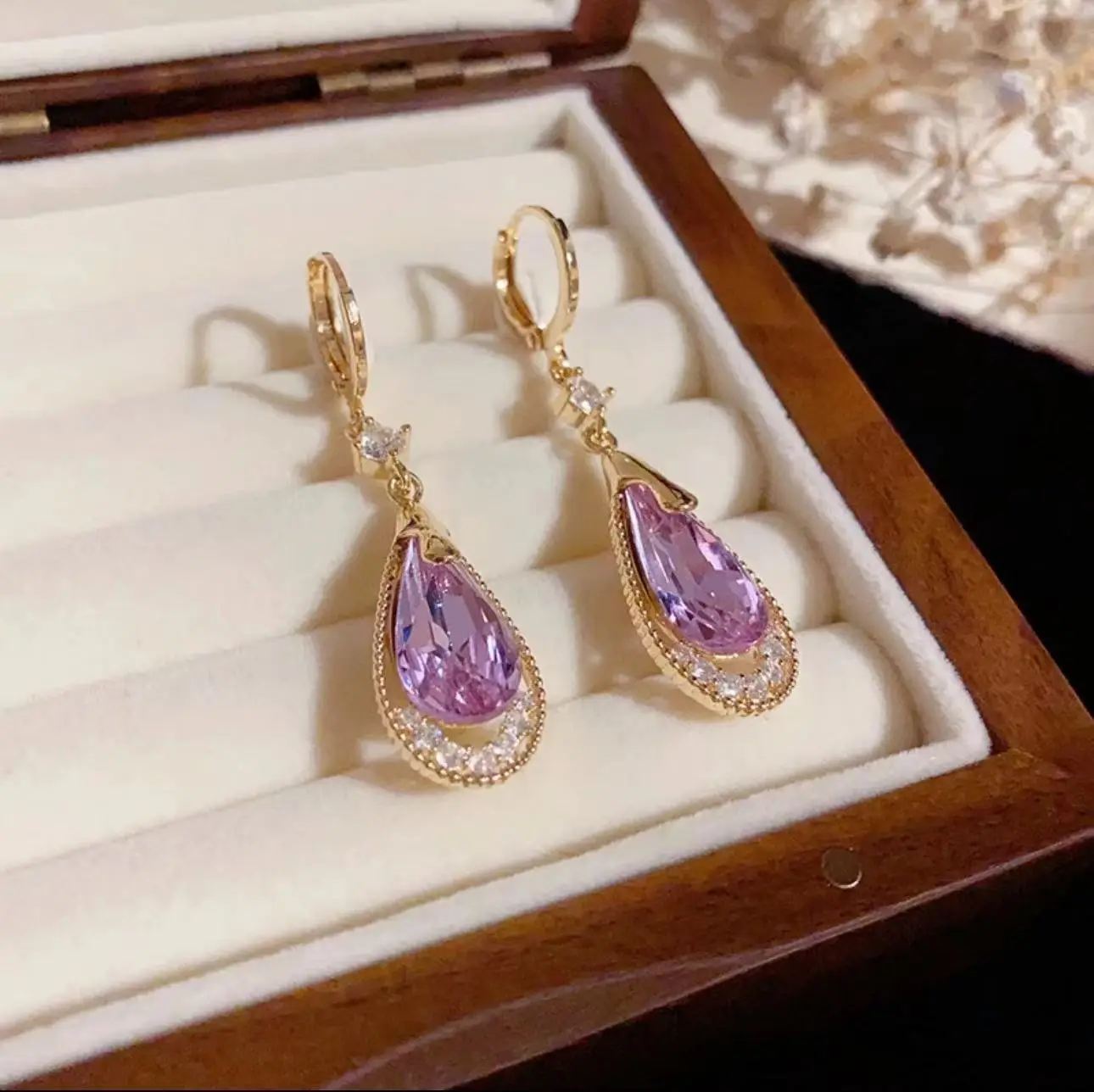Vintage Purple Teardrop Earrings for Women - Image 5