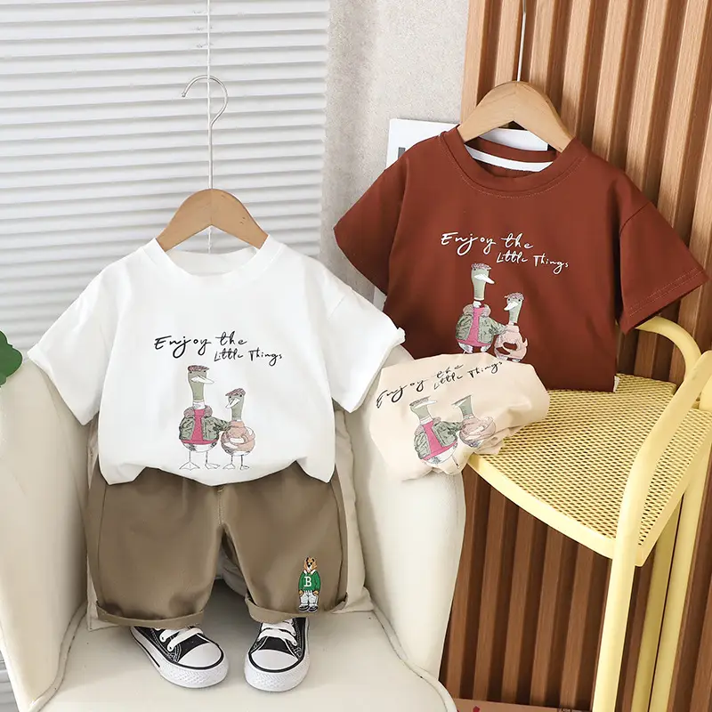 Boys Cartoon T-Shirt Shorts Set Cotton Summer - Image 4