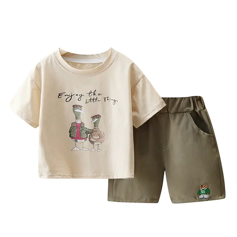 Boys Cartoon T-Shirt Shorts Set Cotton Summer - Image 5