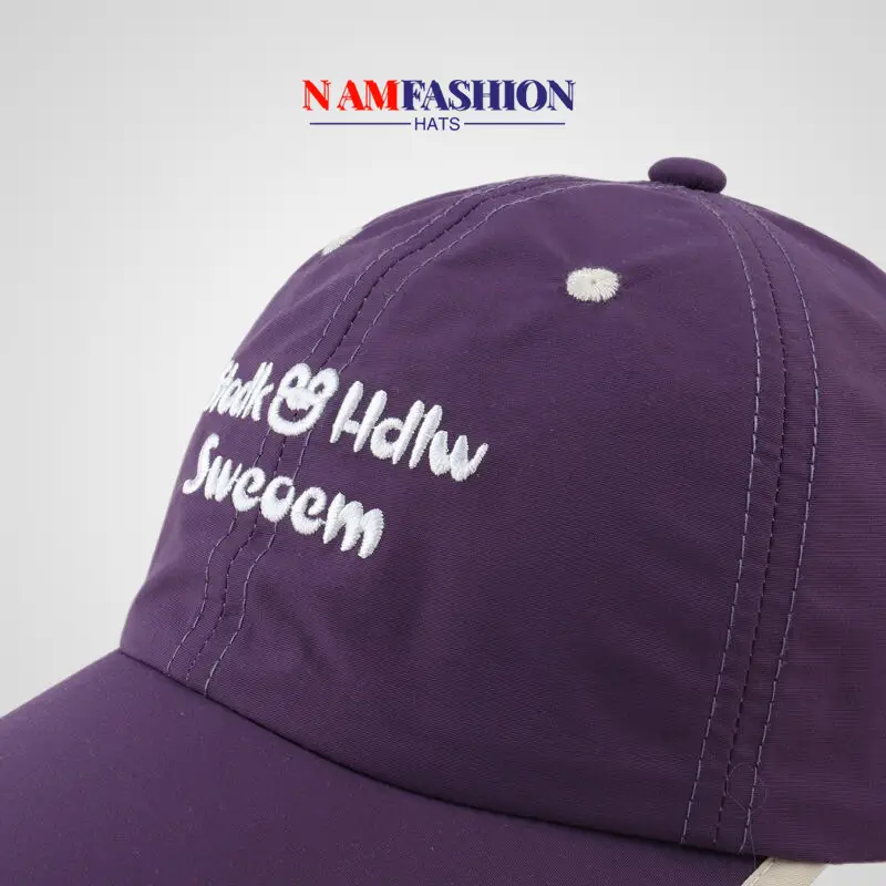 Korean Embroidered Sunscreen Cap Black Small - Image 8