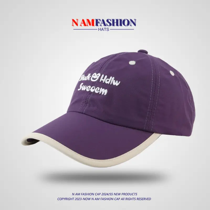 Korean Embroidered Sunscreen Cap Black Small - Image 2