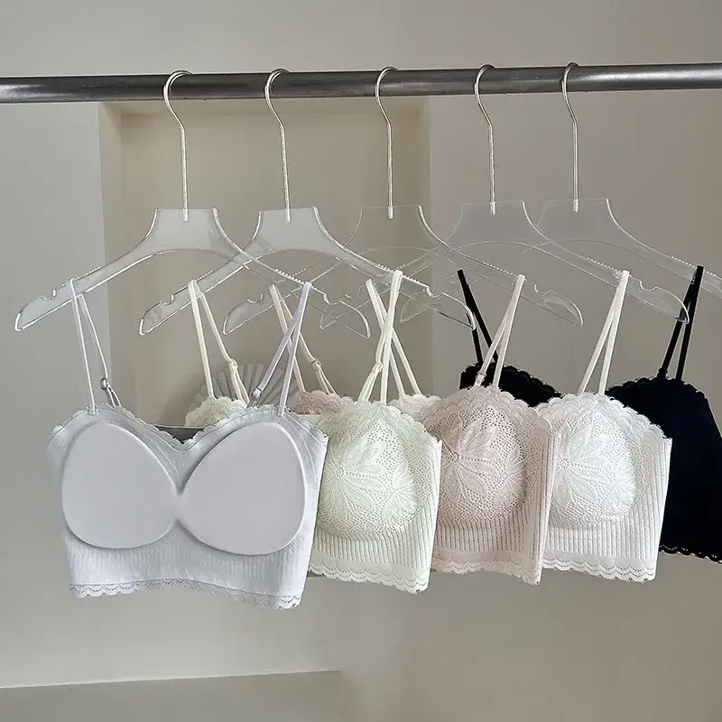 White Lace Strap Chest Bra Vest Anti-Walking Small - Image 9