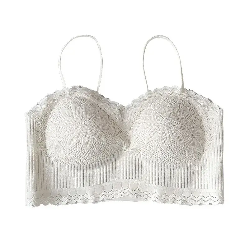 White Lace Strap Chest Bra Vest Anti-Walking Small - Image 10